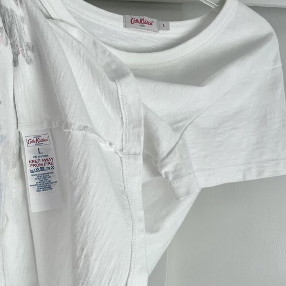 Cath Kidston London Pop Art Dog Print Top Size L White Cotton Short Sleeve Tee - Picture 11 of 15